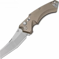 Автоматический складной нож Hogue Wharncliffe EX-A05, клинок Stonewash, сталь 154CM, рукоять пустынный алюминий купить в Владикавказе