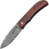 Нож складной Boker Plus Exskelibur I Damascus Cocobolo, дамасская сталь Plain, рукоять дерево, 01BO222DAM купить в Владикавказе