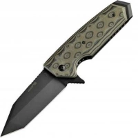 Складной нож Hogue EX-02 Tanto Flipper, сталь 154CM Ceracote™ Firearm Coating, рукоять стеклотекстолит G-Mascus® — Black/Green/Lava купить в Владикавказе