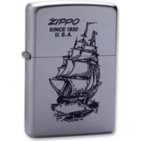 Зажигалка ZIPPO Boat-Zippo Satin Chrome, латунь с ник.-хром. покрыт., сереб., матовая, 36х56х12мм купить в Владикавказе